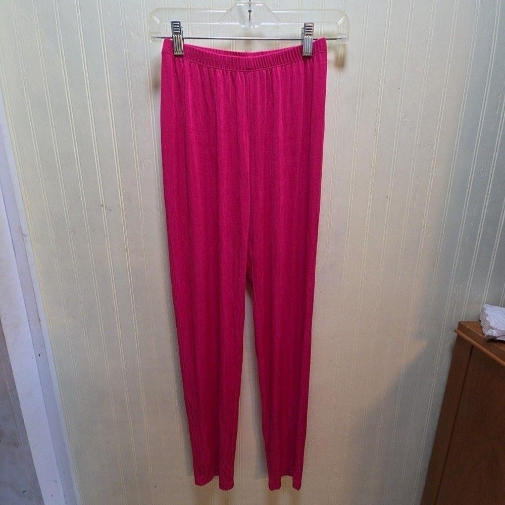 Slinky Brand Dress Pants Womens S Pink Knit Pull On Elastic Waist Stretch Casual